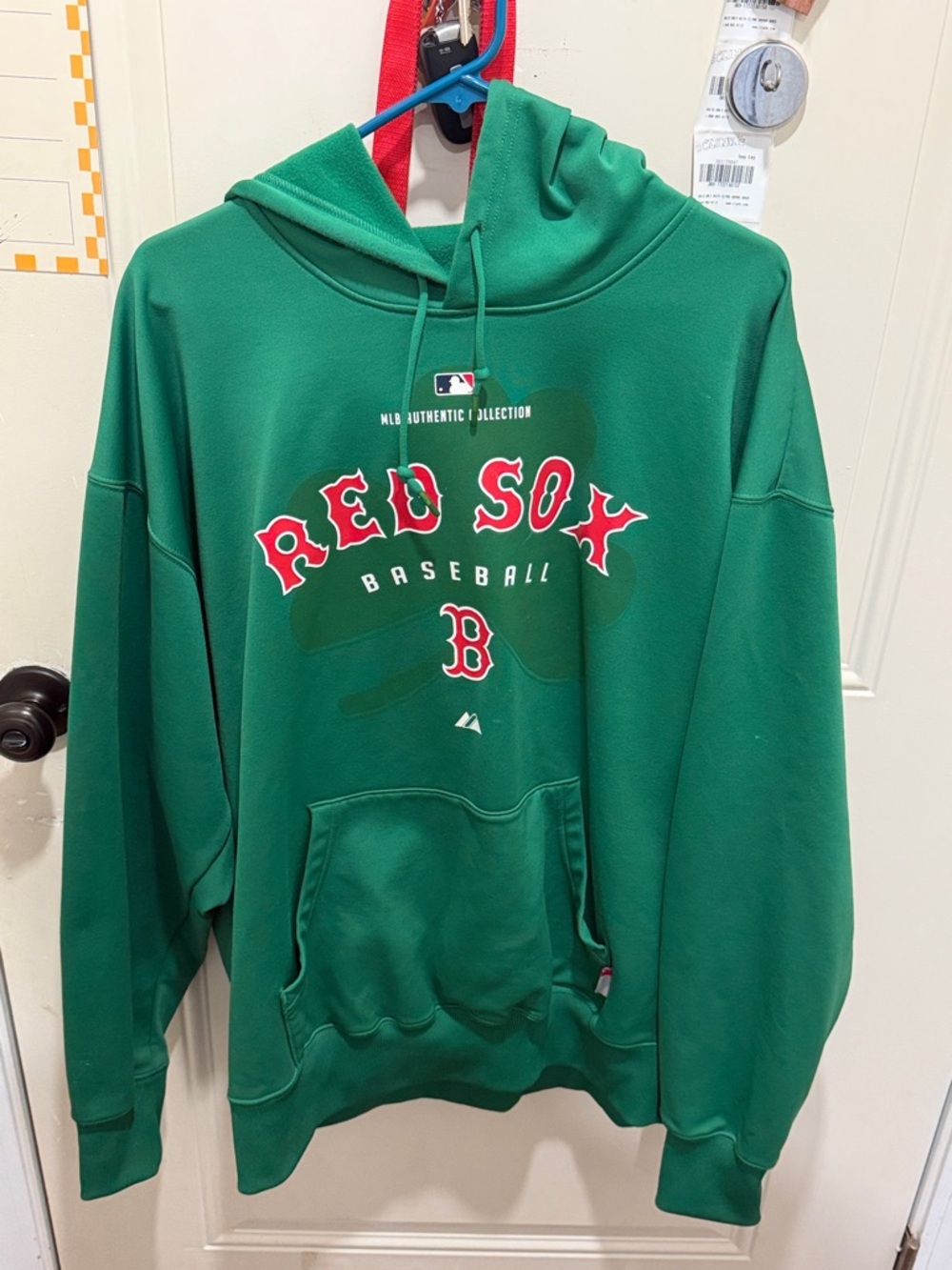 Majestic Green Red Sox Crewneck Pullover Hoodie